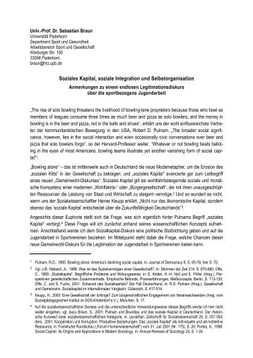 Soziales Kapital, soziale Integration und Selbstorganisation