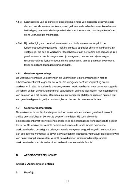 CAO Fysiotherapie 2009-2010 - Salaris-informatie.nl