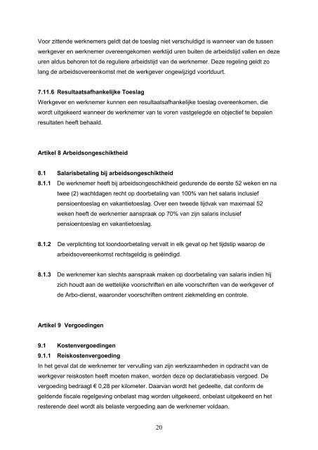 CAO Fysiotherapie 2009-2010 - Salaris-informatie.nl