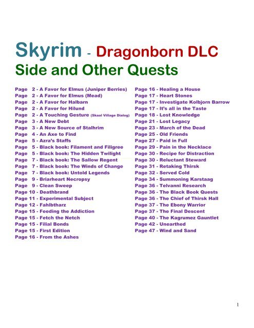 Skyrim Dragonborn Dlc Side And Other Quests