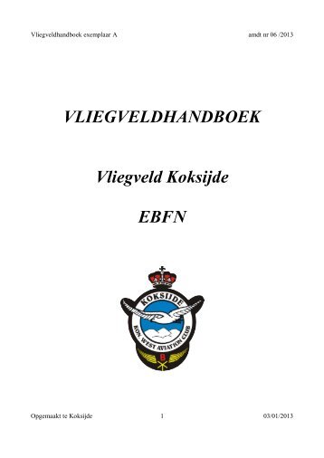 VLIEGVELDHANDBOEK Vliegveld Koksijde EBFN - West Aviation ...