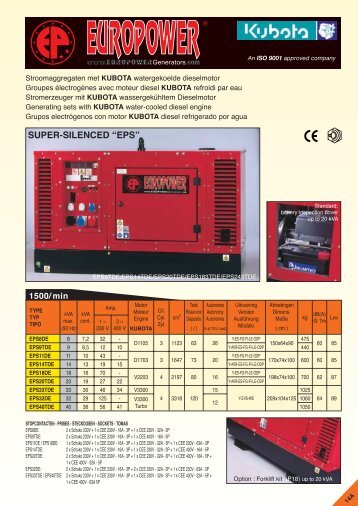 Generating sets with KUBOTA water-cooled diesel ... - UK Generators