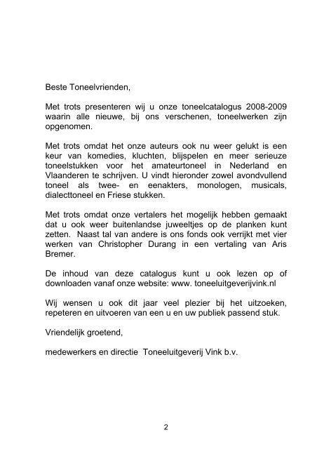 Catalogus 2008-2009 - Toneeluitgeverij Vink