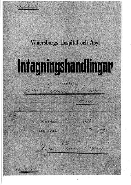 Vänersborgs Hospital och Asyl " 7