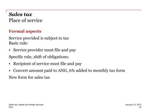 Sales tax - Curaçao International Financial Services Association