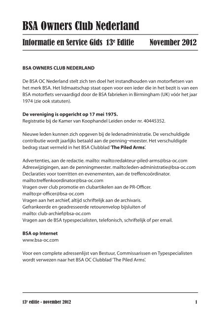 infoboekje - BSA Ownersclub The Netherlands