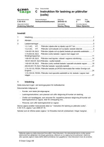 Instruktion för lastning av plåtlrullar (coils)