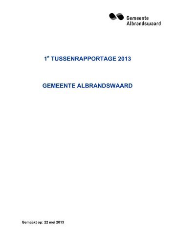 128760 1e Tussenrapportage 2013 gemeente Albrandswaard