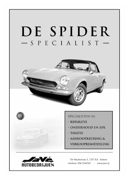 IN DIT NUMMER - Fiat 124 Sport Spider Register