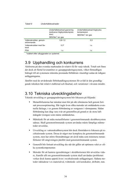 Teknisk utvärdering gasuppgraderingsanläggningar - Avfall Sverige