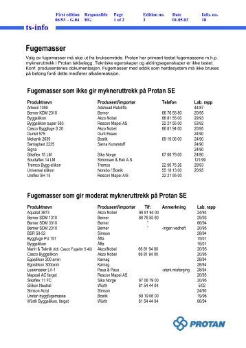 ts-info Fugemasser - Protan