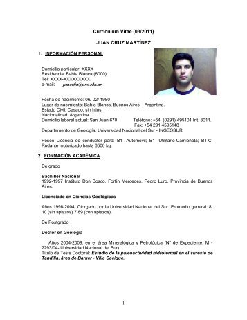 Curriculum Vitae (03/2011) - Universidad Nacional del Sur