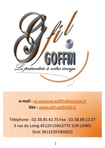 Notre Catalogue - GFIL Goffin