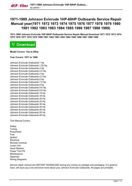 Evinrude Ignition Wiring Diagram - MISSCOLORSOFLIFE