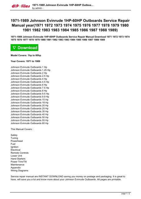 Evinrude Ignition Wiring Diagram - MISSCOLORSOFLIFE