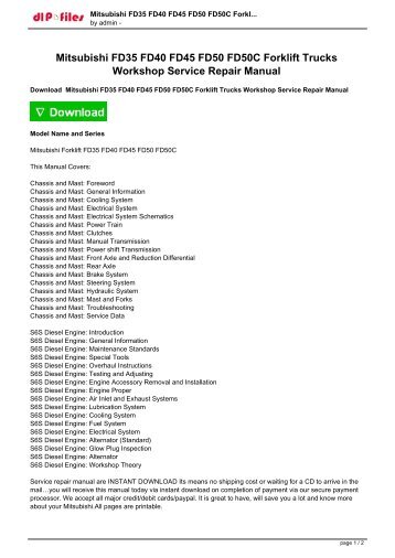 Mitsubishi forklift fd45 manual