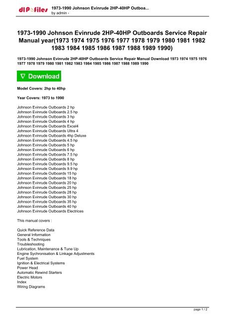 1973 Johnson 6hp Outboard Motor Repair Manual