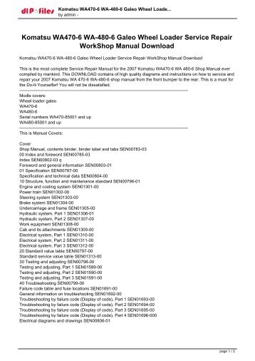 Komatsu WA470-6 WA-480-6 Galeo Wheel Loader Service Repair WorkShop Manual Download.pdf