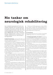 Nio tankar om neurologisk rehabilitering - Neurologi i Sverige