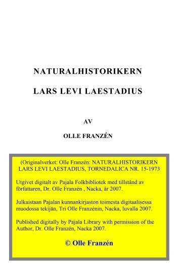 Naturalhistorikern Lars Levi Laestadius 1973 - laestadiusarkivet