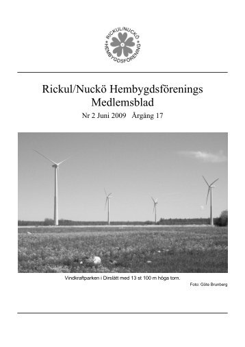 Medlemsblad 2 2009 - Rickul-Nuckö hembygdsförening