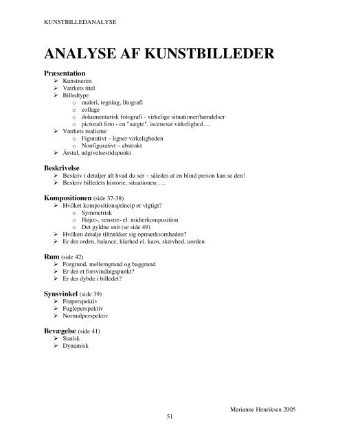 ANALYSE AF KUNSTBILLEDER - Webside for familien Vognstoft