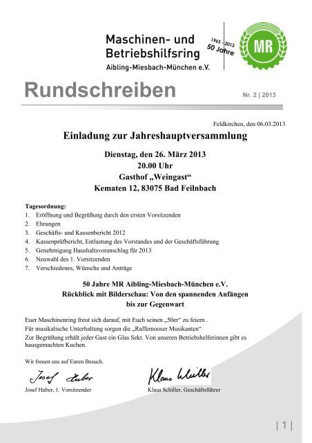 Rundschreiben - MR Aibling-Miesbach-München e. V.