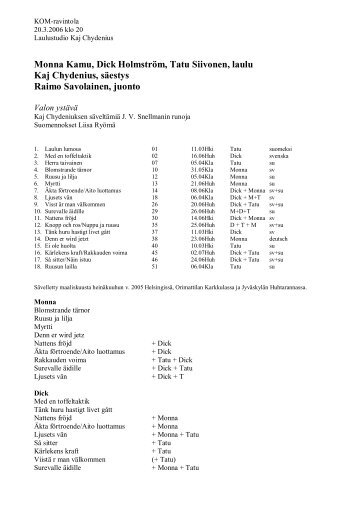 Ohjelma - JV Snellman 200