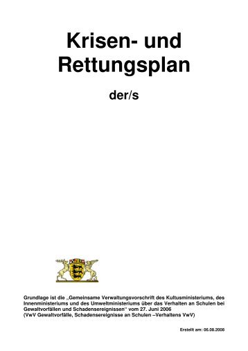 Krisen- und Rettungsplan der/s - Jedermann-Verlag Heidelberg