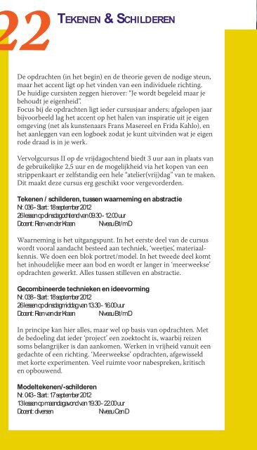 cursusboekje 2012/2013 - de vrije academie