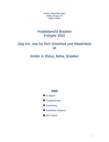 Projektbericht Brasilien Frühjahr 2002 Zeig mir, was ... - Prw-kultur.de