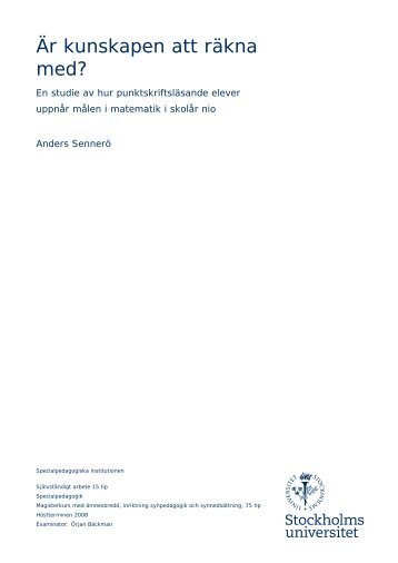 Är kunskapen att räkna med - Specialpedagogiska skolmyndigheten