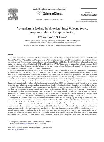 Volcanism in Iceland in historical time: Volcano types, eruption ...