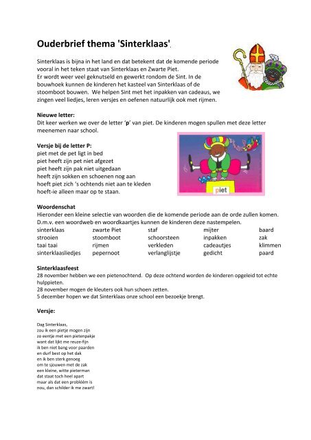 Ouderbrief thema 'Sinterklaas'