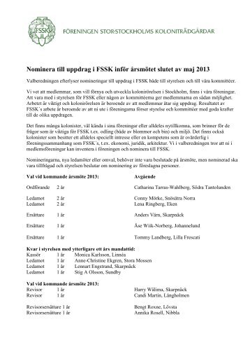 Valeredningen FSSK - Stora Mossens Koloniträdgårdsförening