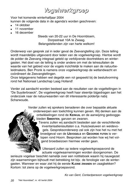 Het Hoornblad nr. 45 najaar 2004 - KNNV afd. Hoorn/West-Friesland