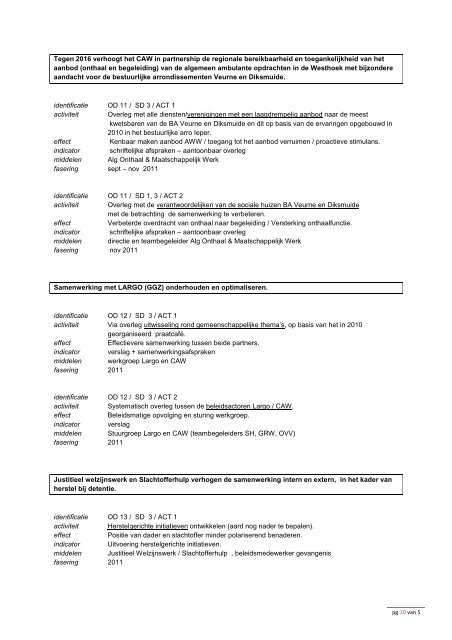 Beleidsplan 2011 - 2015 HFDST 1: MISSIE EN ... - CAW De Papaver