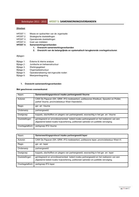 Beleidsplan 2011 - 2015 HFDST 1: MISSIE EN ... - CAW De Papaver