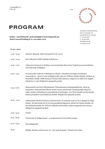 et tætpakket program - Organisationen Danske Museer