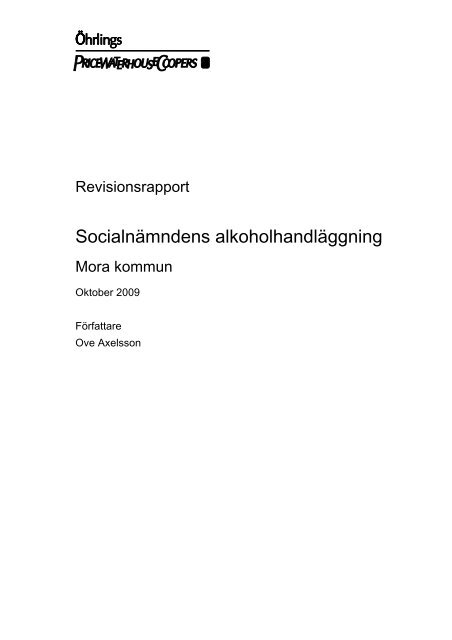 Socialnämndens alkoholhandläggning - Mora Kommun