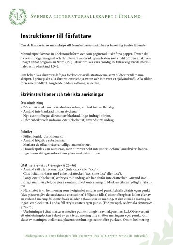 Skrivinstruktioner - Svenska litteratursällskapet i Finland rf.