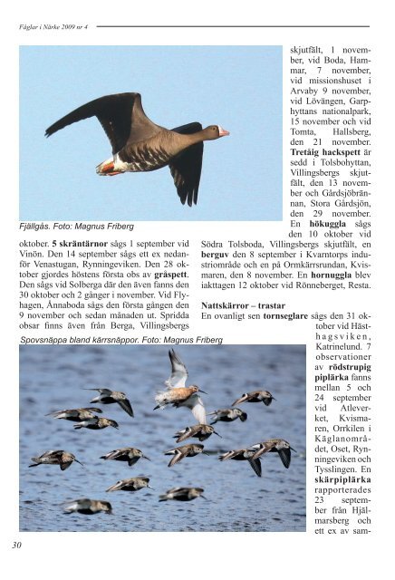 Fåglar i Närke - Sveriges Ornitologiska Förening