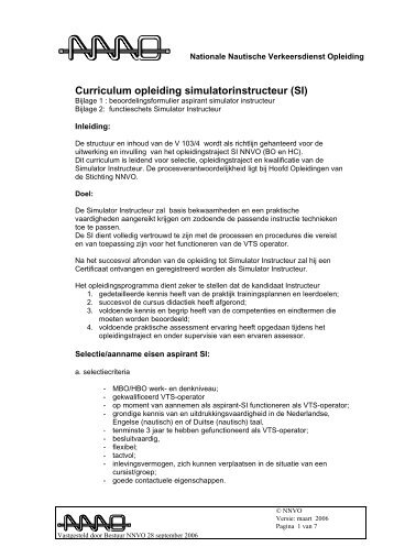 Curriculum opleiding simulatorinstructeur (SI) - NNVO