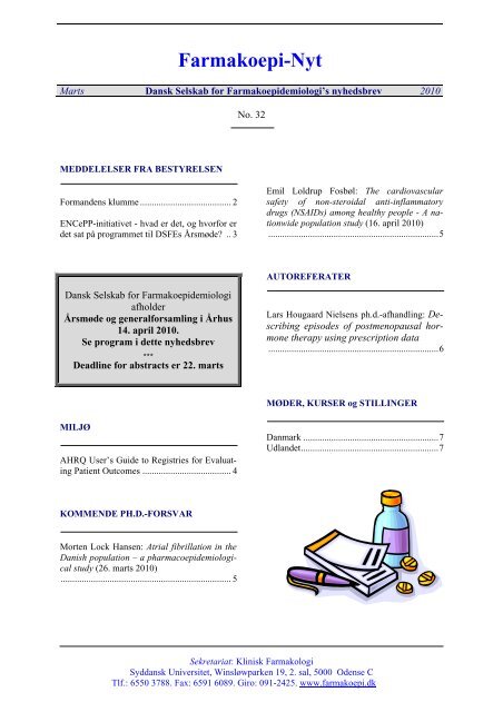 Farmakoepi-Nyt - Dansk Selskab for FarmakoEpidemiologi