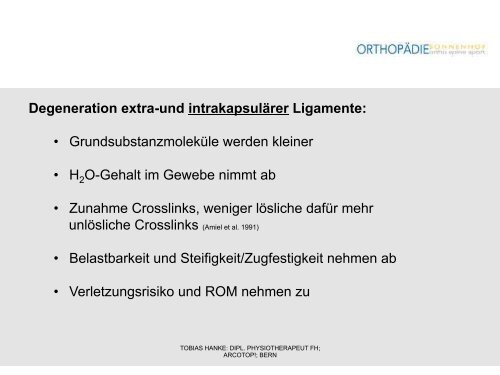 BINDEGEWEBSPHYSIOLOGIE VON LIGAMENTEN