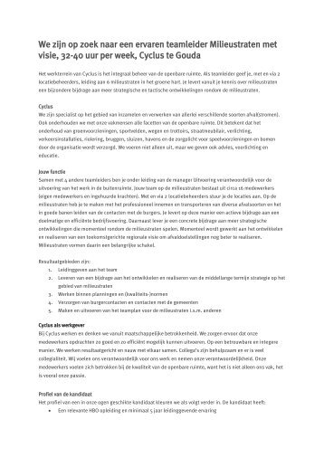 teamleider Milieustraten - Cyclus NV