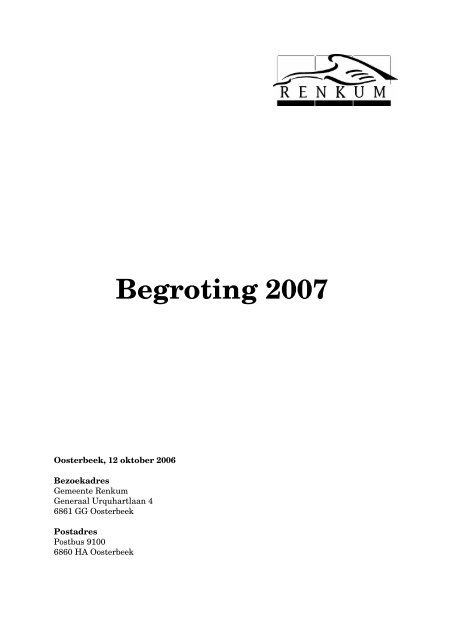 Begroting 2007 - versie 12 oktober-DEF.pdf - Renkum - Gemeente ...