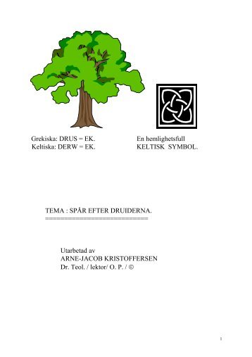 SPÅR EFTER DRUIDERNA. - Kristoffersen