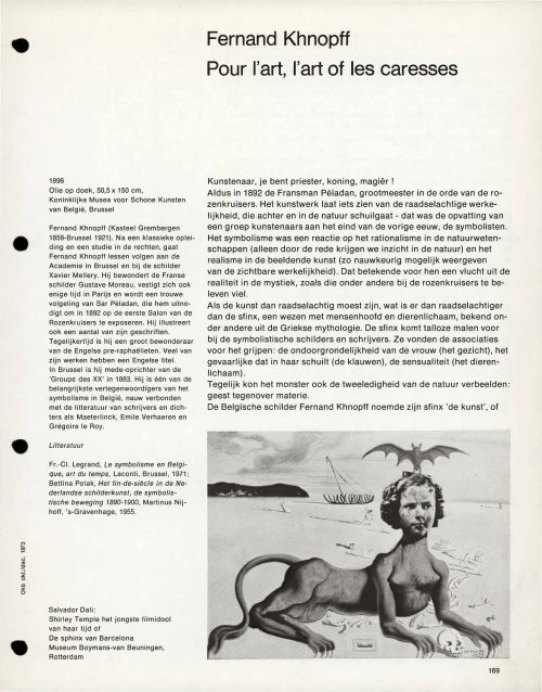 Fernand Khnopff Pour I' art, I' art of les caresses - Tento.be