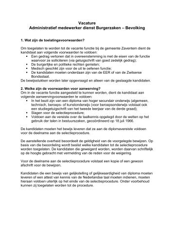 Tekst website administratief medewerker Bevolking - Gemeente ...